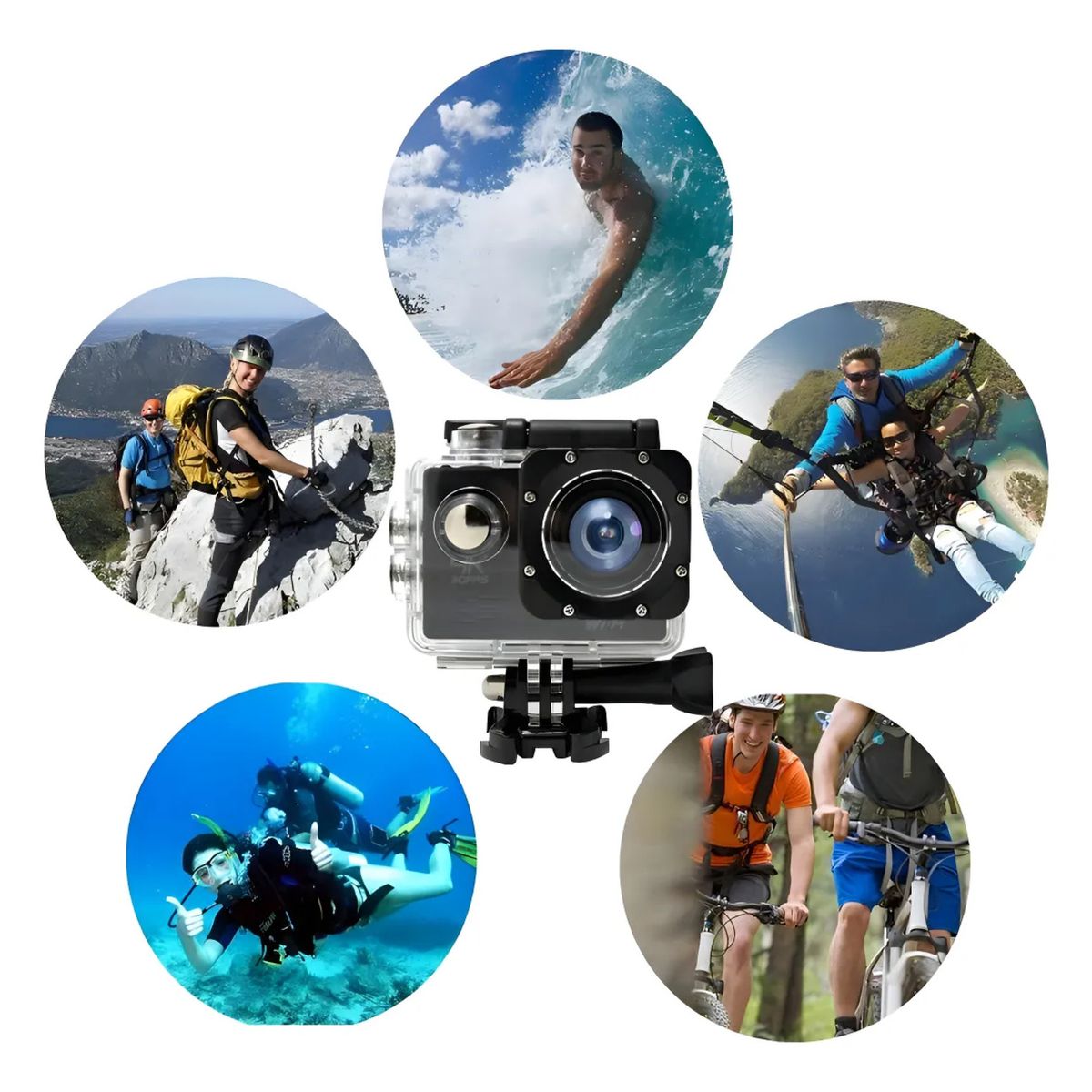 GENERICO - Camara Video Go Pro 4K de Acción Deporte Acuatico - Negra