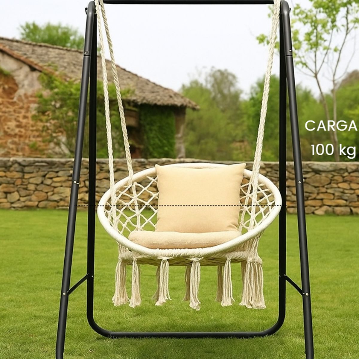 GENERICO - SILLA COLGANTE SILLÓN COLUMPIO JARDÍN PLAYA TERRAZA INTERIOR Y EXTERIOR BEIGE