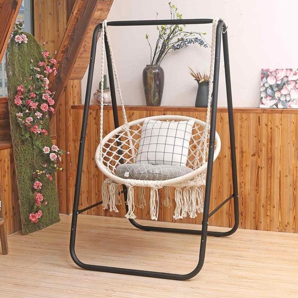 GENERICO - SILLA COLGANTE SILLÓN COLUMPIO JARDÍN PLAYA TERRAZA INTERIOR Y EXTERIOR BEIGE