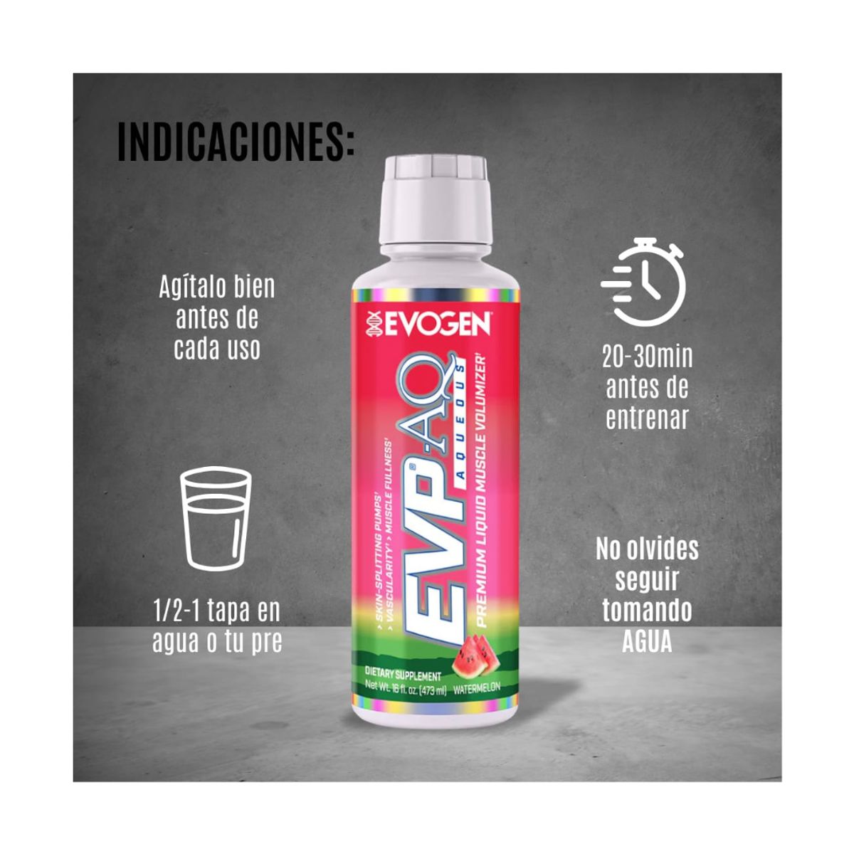 EVOGEN - Evp-aq Evogen Glicerol Liquido 473ml - Watermelon