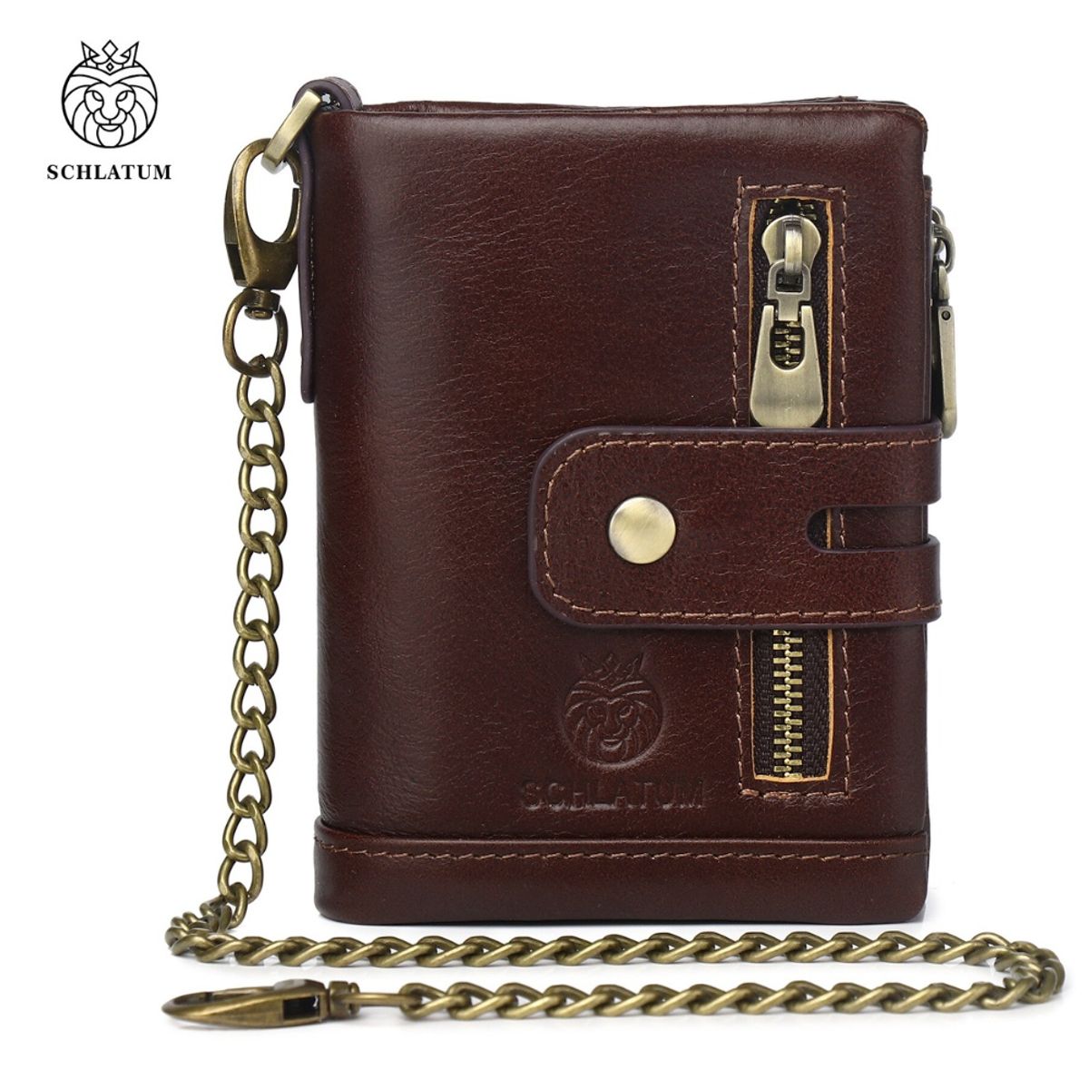 SCHLATUM - Billetera de Cuero Genuino con RFID
