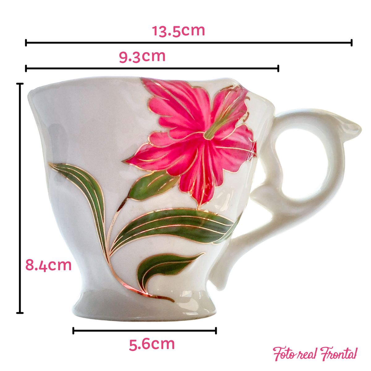 GENERICO - Juego de 2 Tazas Elegantes de Té o Café de Cerámica con Asa Ornamental