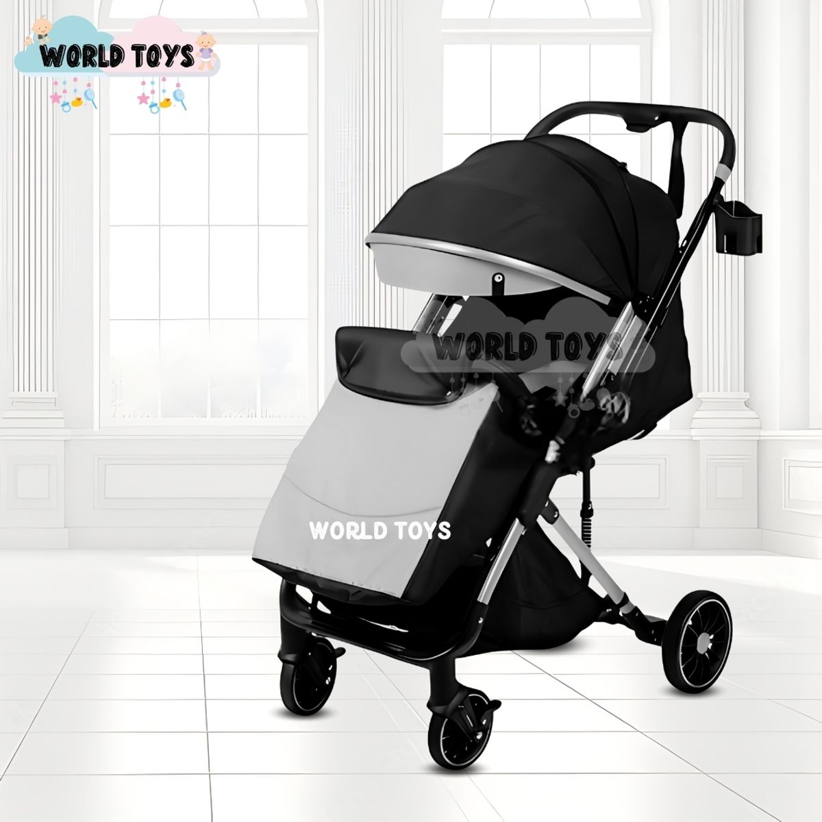 BABY - Coche Maleta de Lujo «CORAL» Mango Reversible Gris