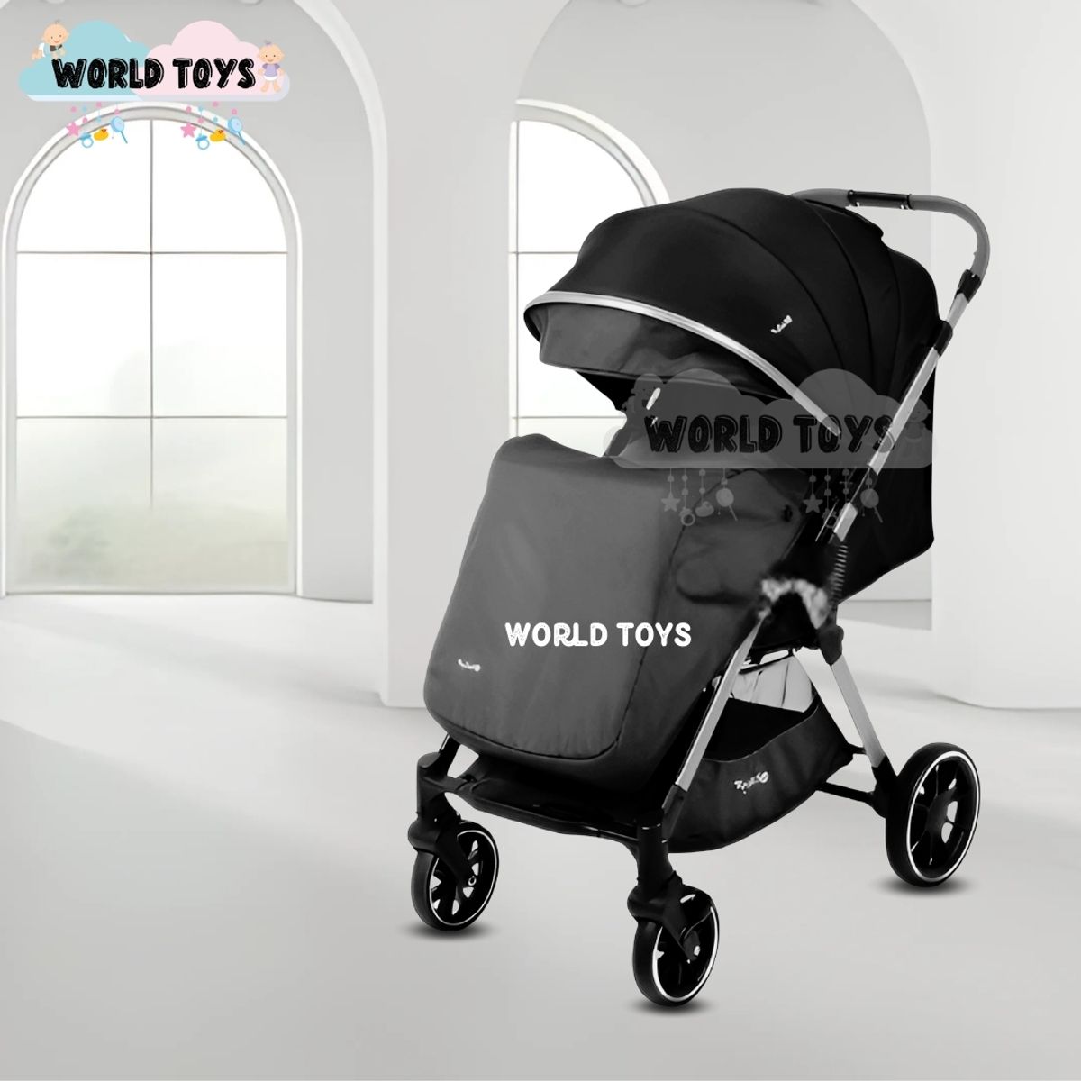 BABY - Coche Maleta de Lujo «WIN» con Bandeja de Comer Gray