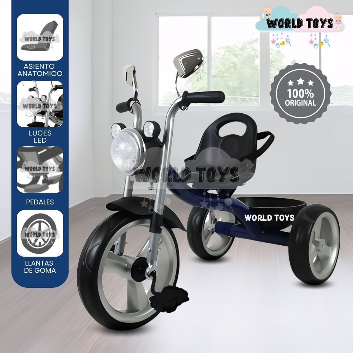 BEAUTIFUL - Triciclo Chavito para Niños «LITTLE CHOPPER» de Lujo Blue