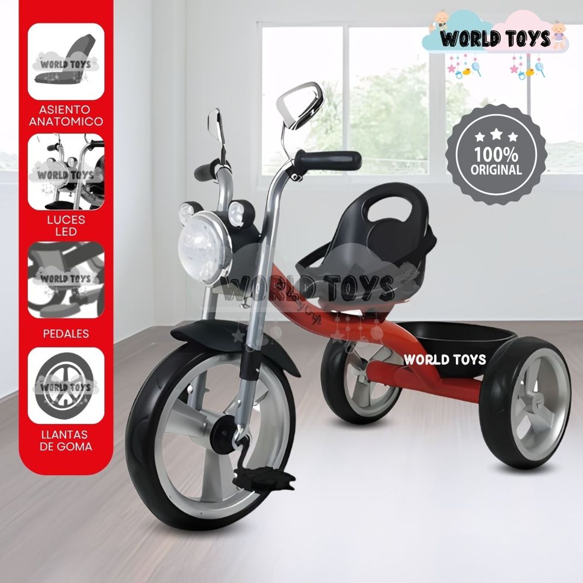 BEAUTIFUL - Triciclo Chavito para Niños «LITTLE CHOPPER» de Lujo Rojo