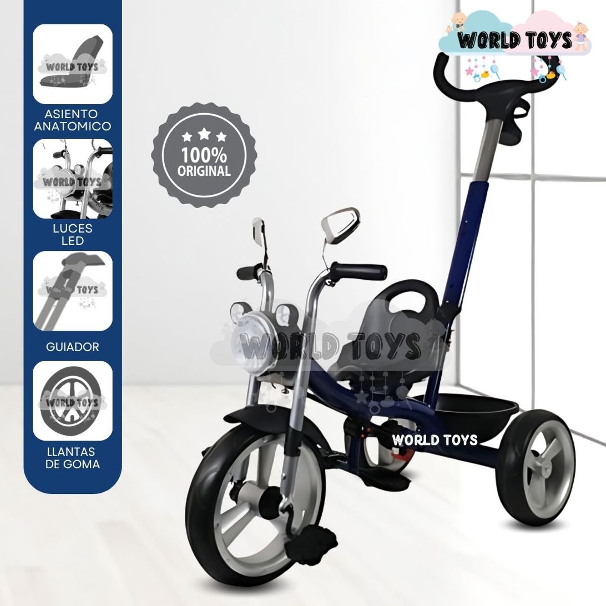 BEAUTIFUL - Triciclo Chavito Guiador «CHOPPY GUIDE» de Lujo Blue