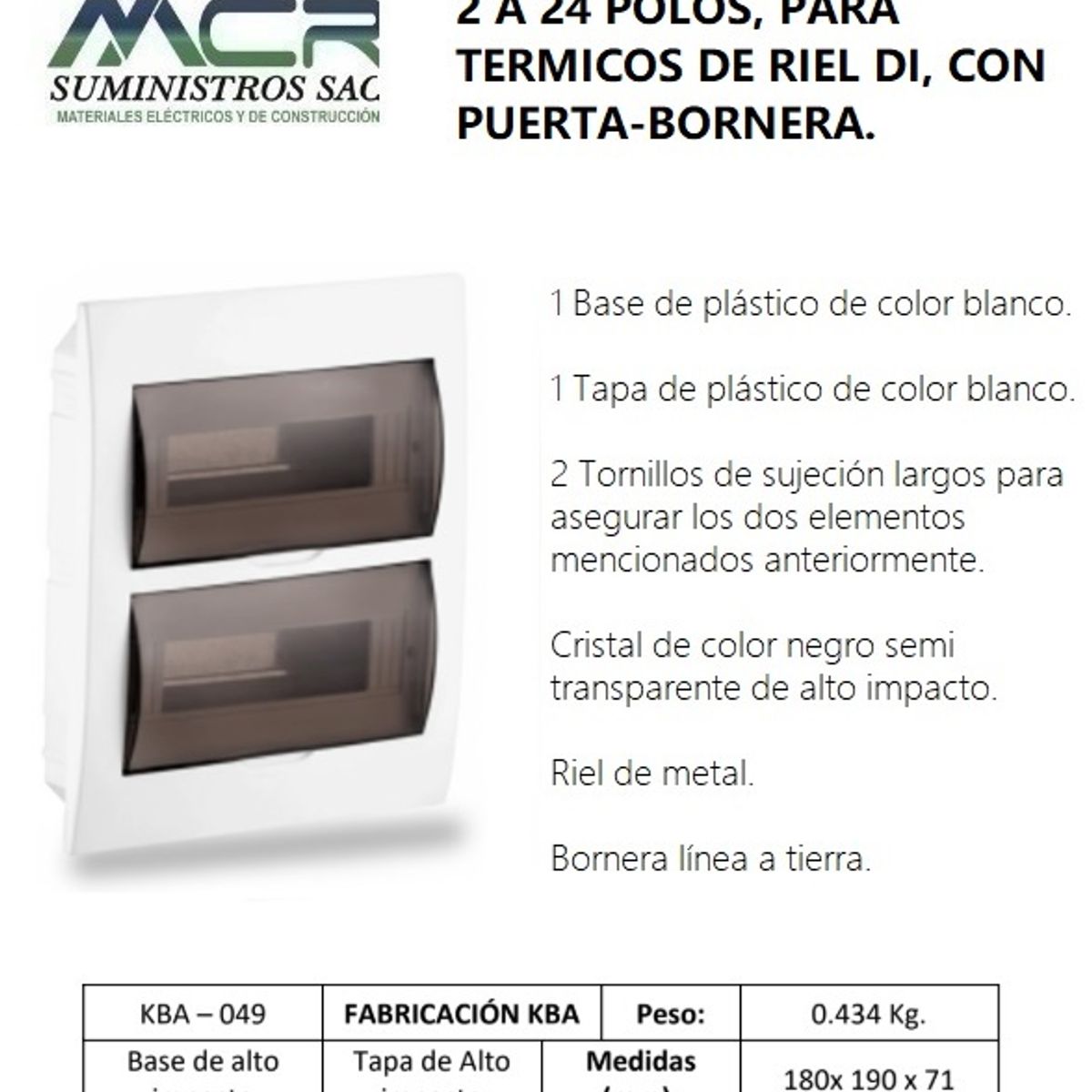 GENERICO - GABINETE EMP DE 2 A 24 POLOS PARA ITM DE RIEL DIN, CON PTA-BORNERA.