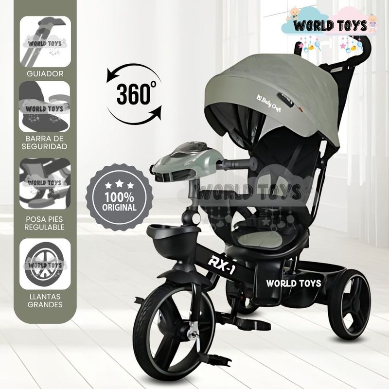 BABY - Triciclo Guiador para Niños «SUPRA RX-1» de Lujo Green