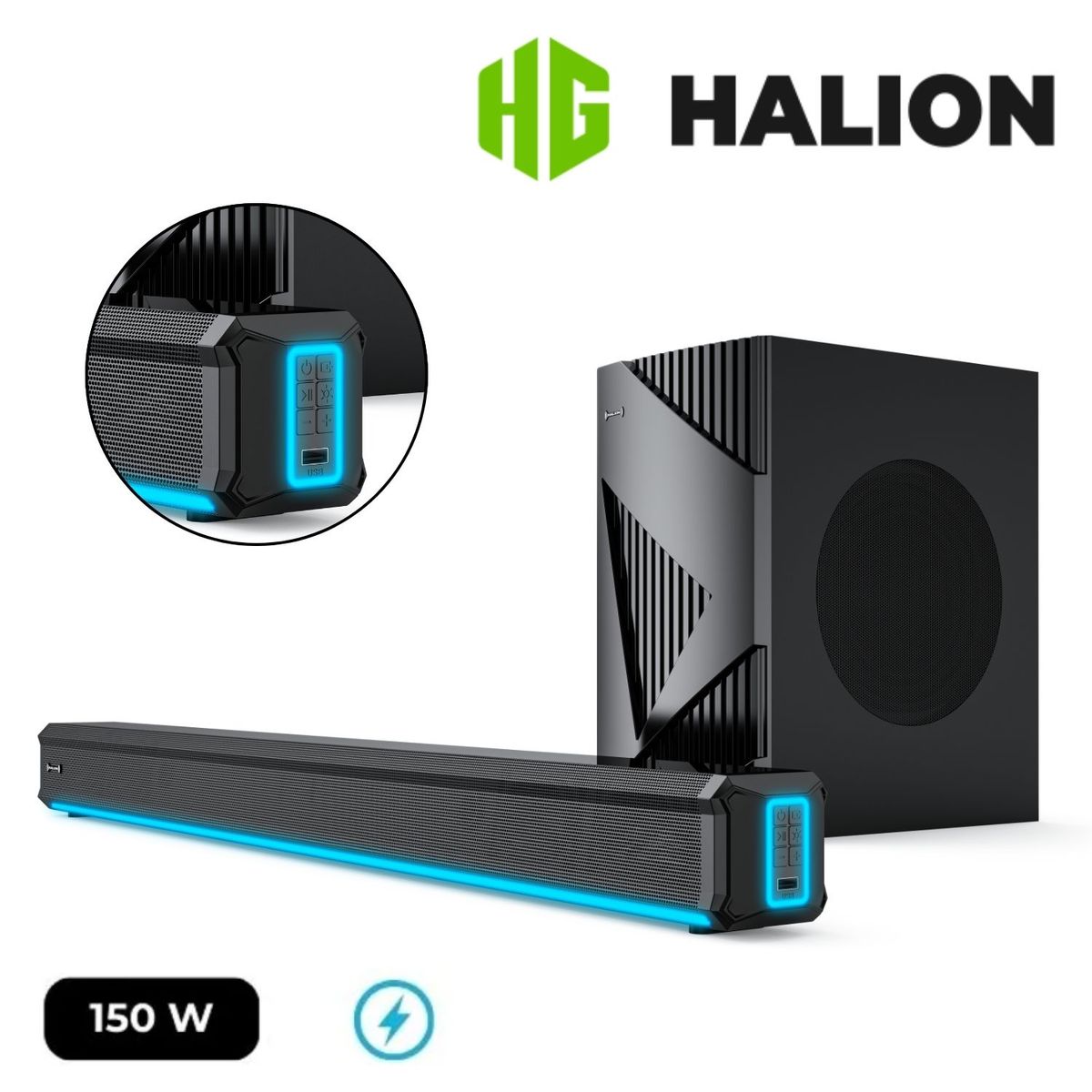 HALION - Soundbar de Sonido Halion HA-S45C 150W USB BT AUX OPTICAL HDMI