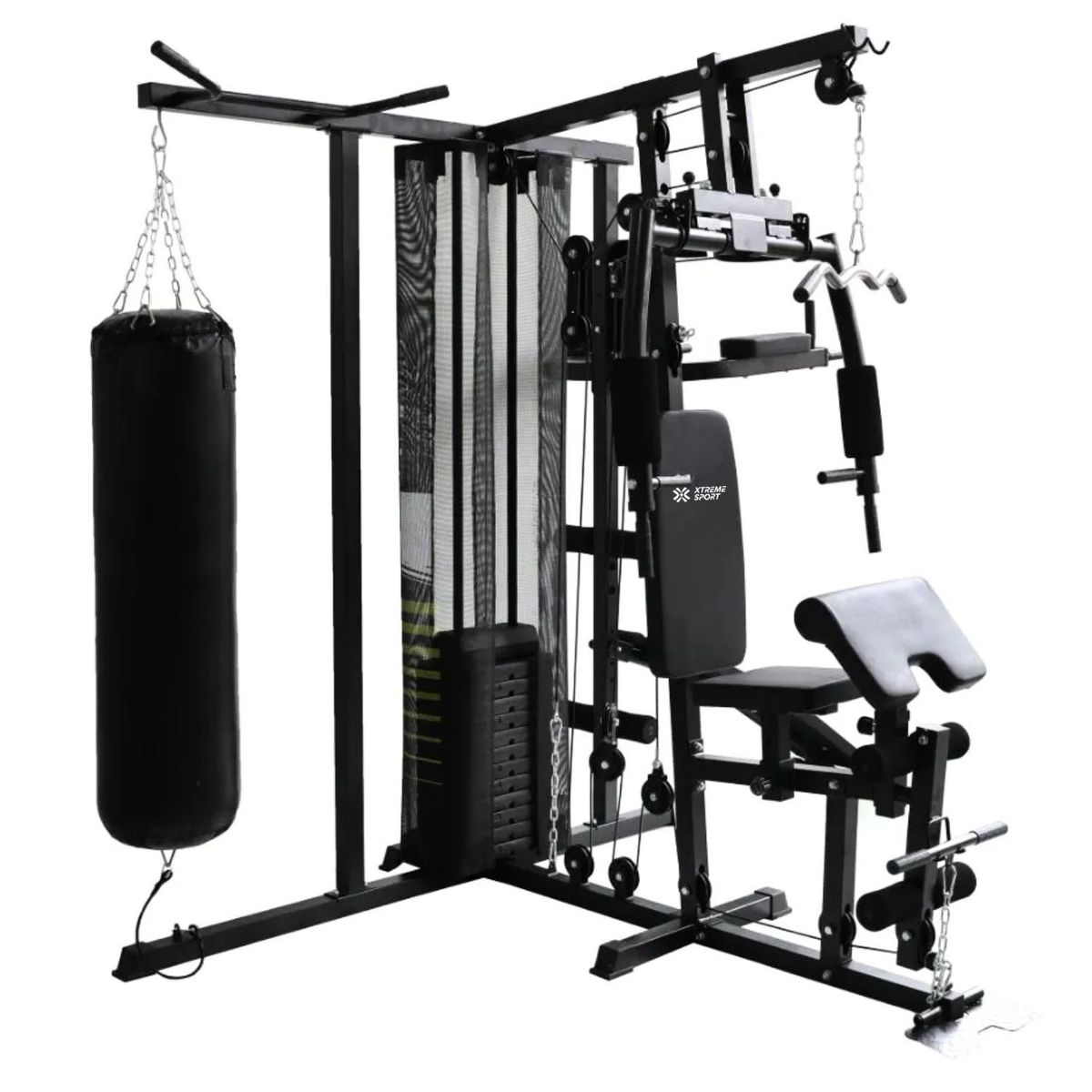 XTREME SPORT - Gimnasio Multifuncional 3 estaciones Saco, Dominadas, Banca, 70.6kg