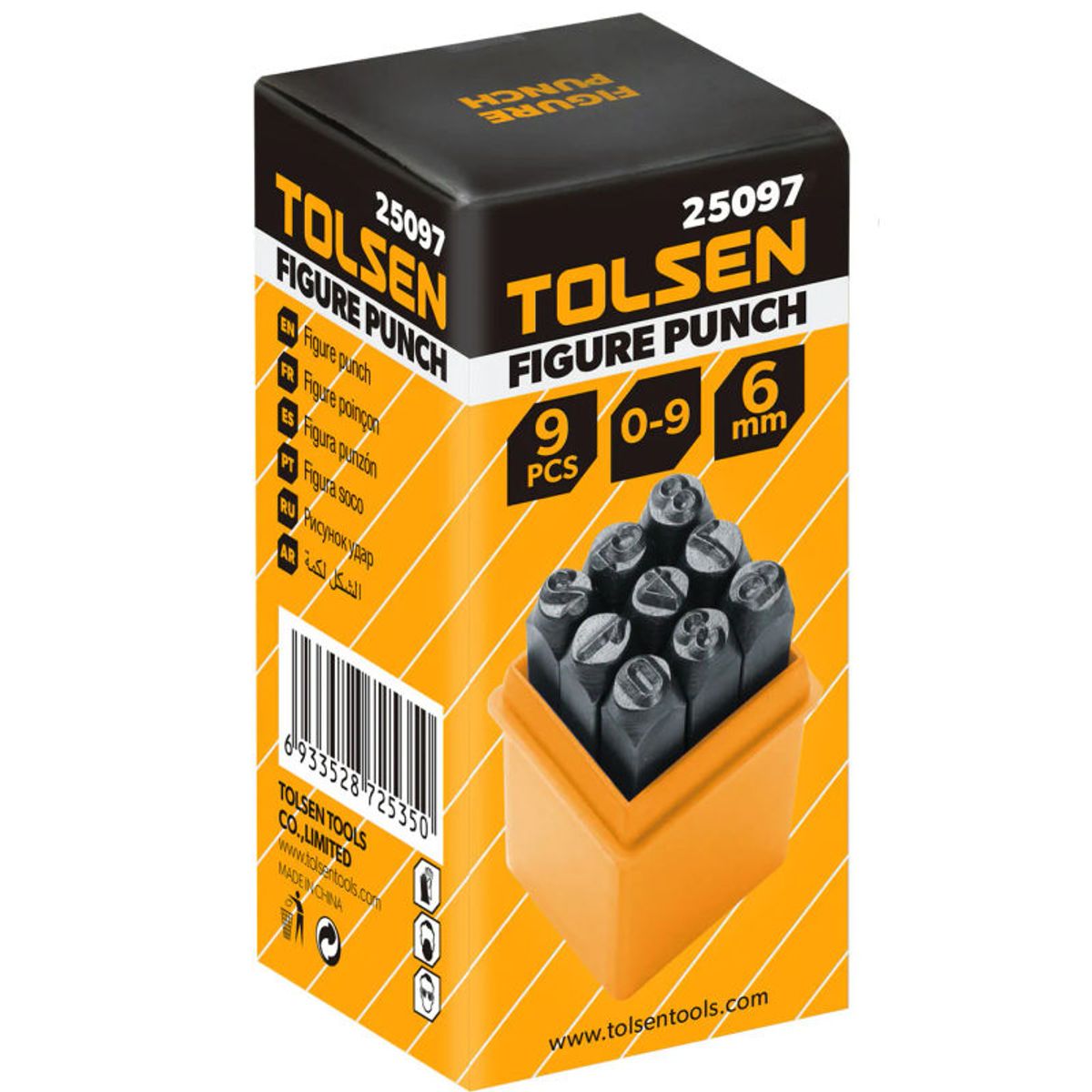 TOLSEN - JUEGO DE PUNZONES 9PCS 6MM TOLSEN - 25097