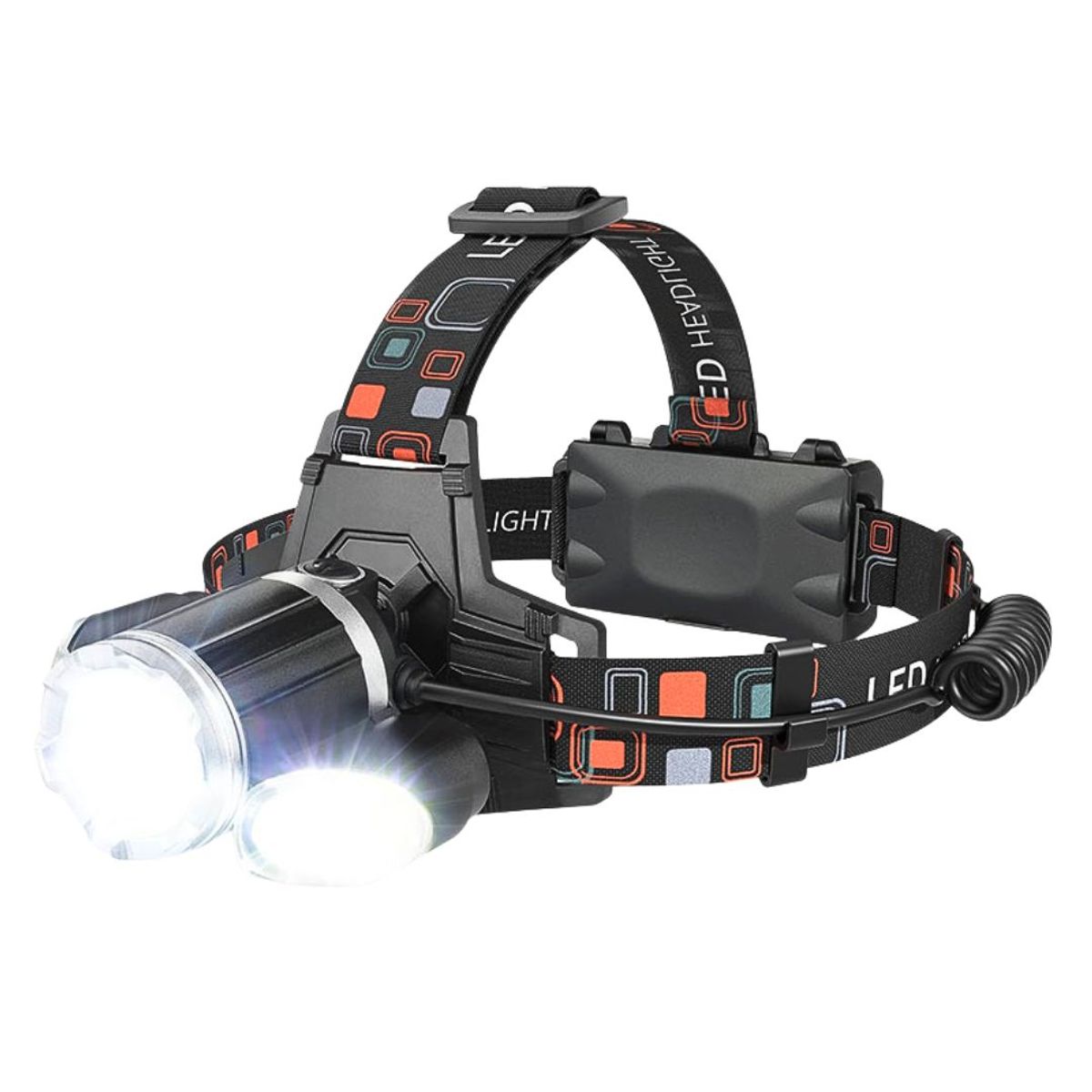 GENERICO - Linterna de Cabeza LED Bossney T6 con Luces Laterales y 4 Modos