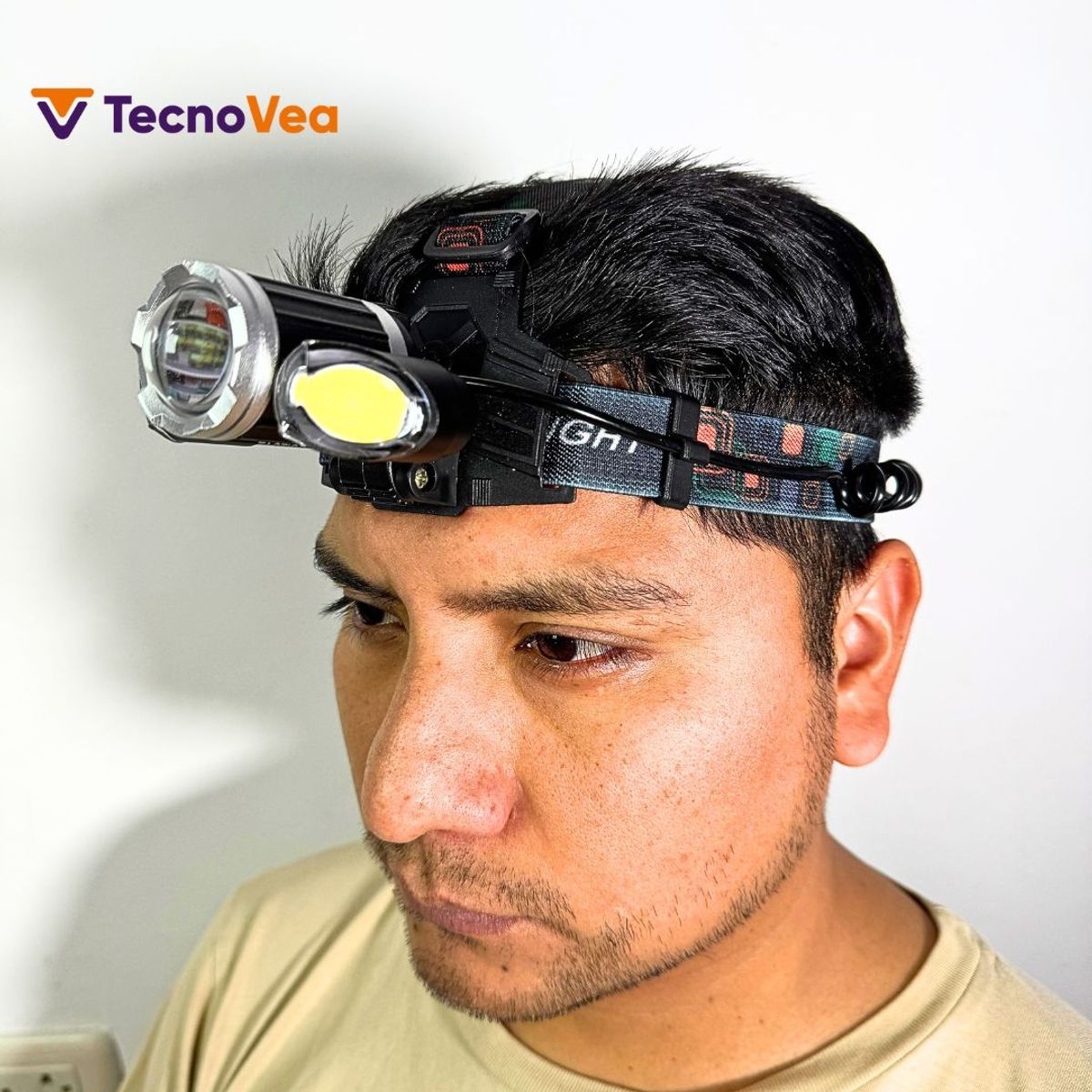 GENERICO - Linterna de Cabeza LED Bossney T6 con Luces Laterales y 4 Modos