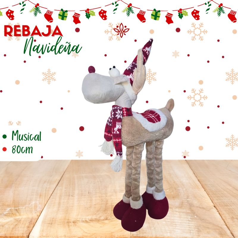 GENERICO - Reno Musical Patilarga 80cm Navidad ROJO REBAJA