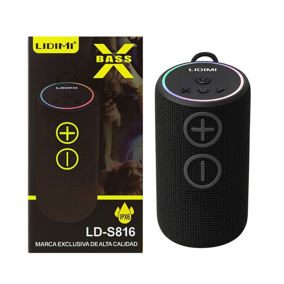 LIDIMI - Parlante Bluetooth Lidimi 20W Portátil con BASS RGB TWS Radio IPX6