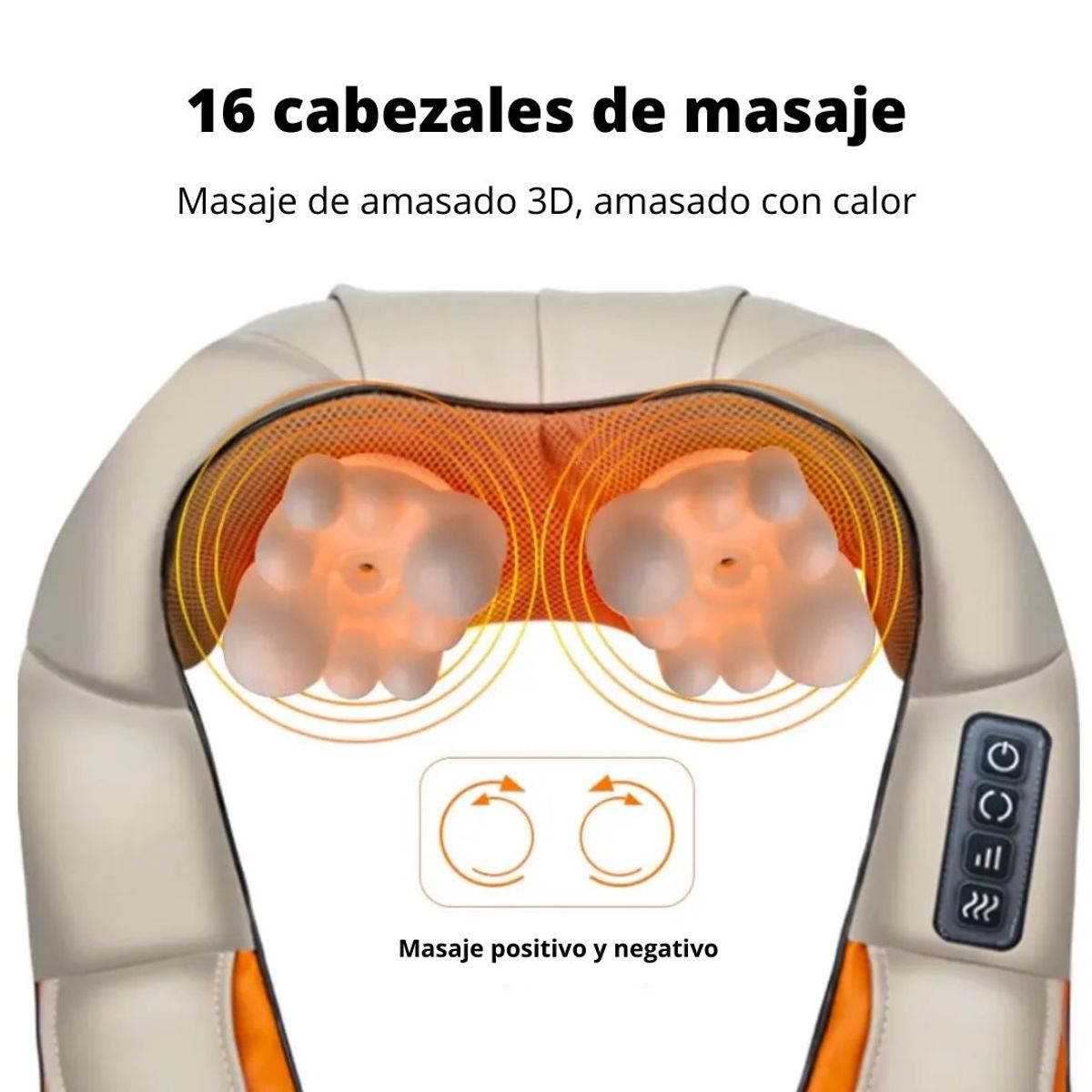 GENERICO - Masajeador Eléctrico Cervical para Cuello Hombros Espalda 16 Cabezales