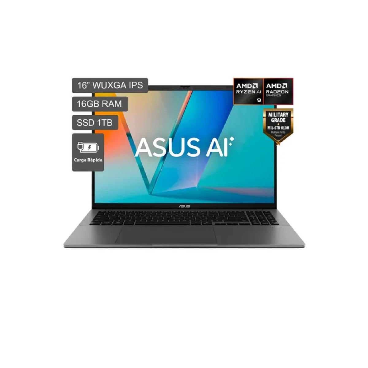 ASUS - Laptop Asus Vivobook S16 M3607 16" WUXGA, AMD Ryzen 9 270, 16GB DDR5, 1 TB SSD, Free DOS, Gris