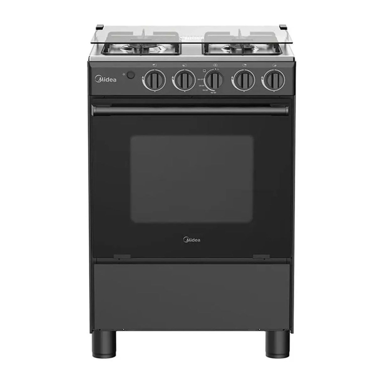 MIDEA - COCINA DE PIE MIDEA MGS24FS2LFABBC-PE 4 HORNILLAS NEGRO + PLANCHA OSTER