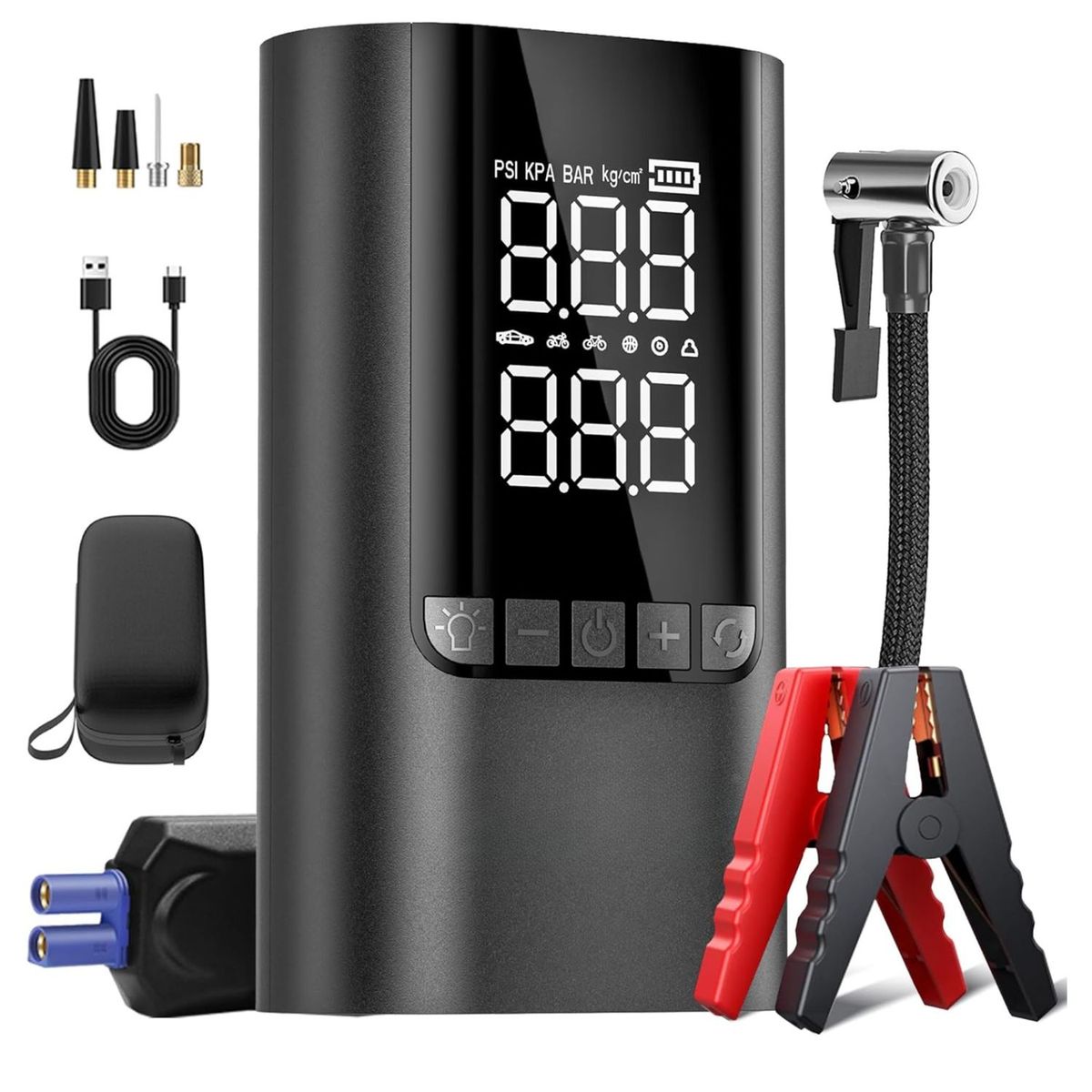 GENERICO - Arrancador de Batería de auto con Luz LED y Carga Rápida USB-C