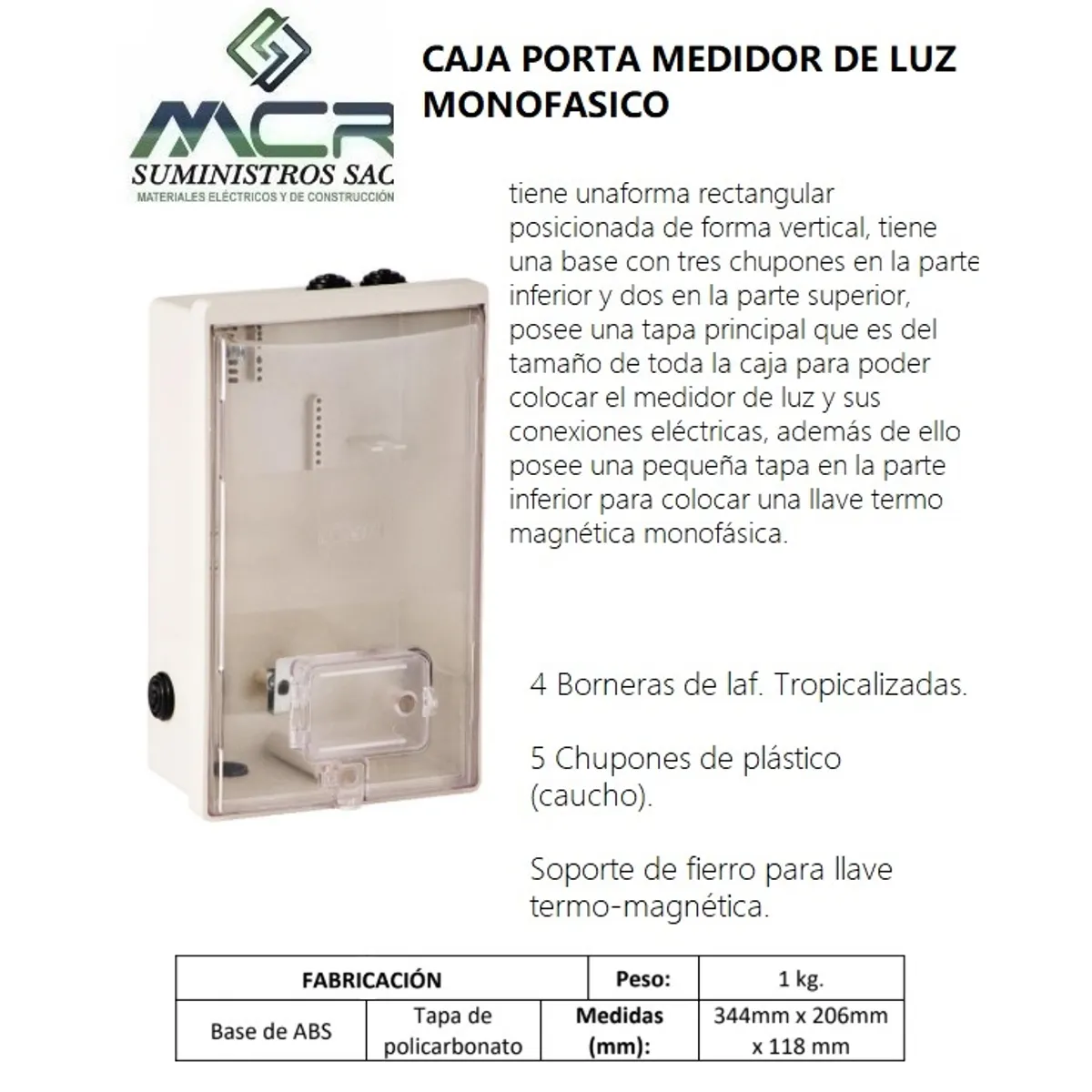 GENERICO - TABLERO O CAJA PORTA MEDIDOR DE LUZ MONOFASICO