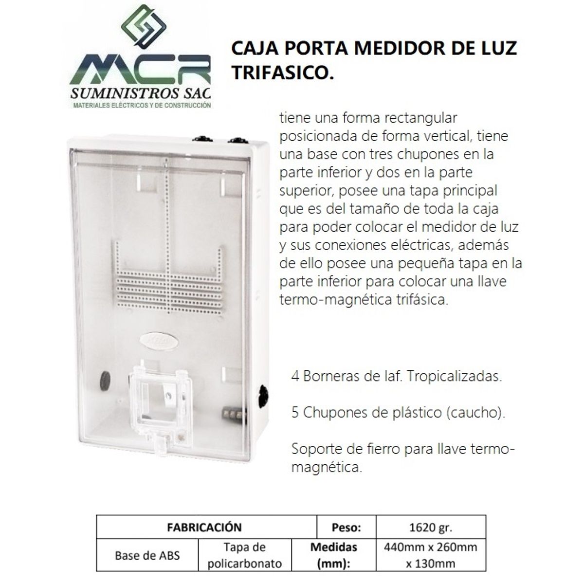 GENERICO - TABLERO O CAJA PORTA MEDIDOR DE LUZ TRIFASICO