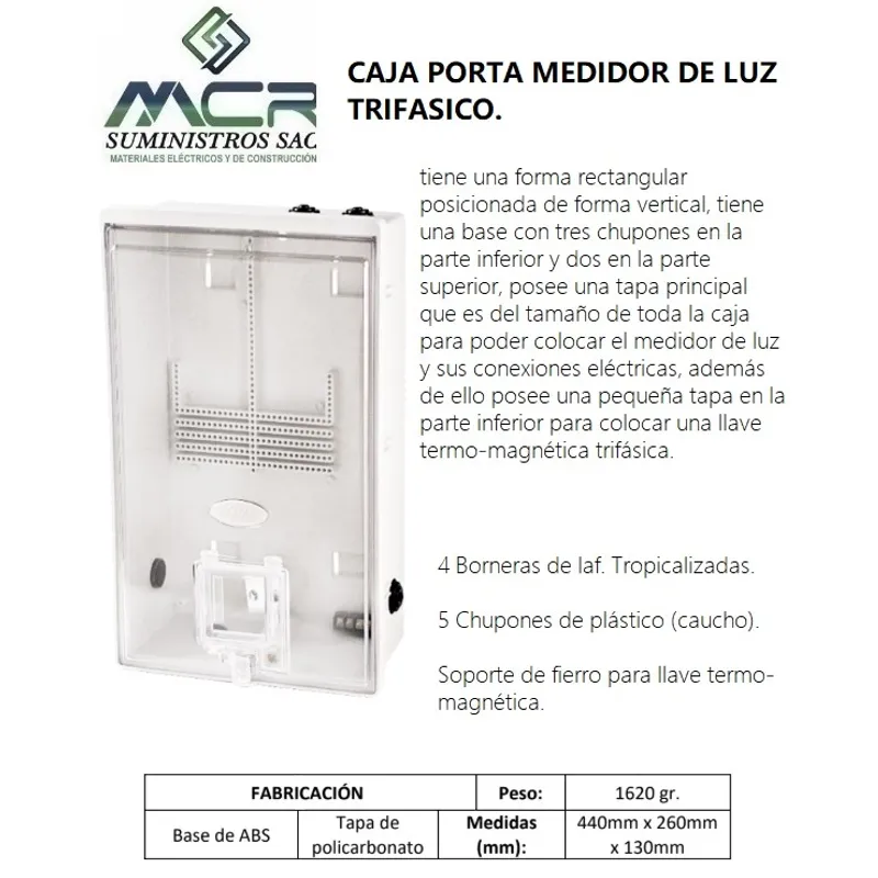 GENERICO - TABLERO O CAJA PORTA MEDIDOR DE LUZ TRIFASICO