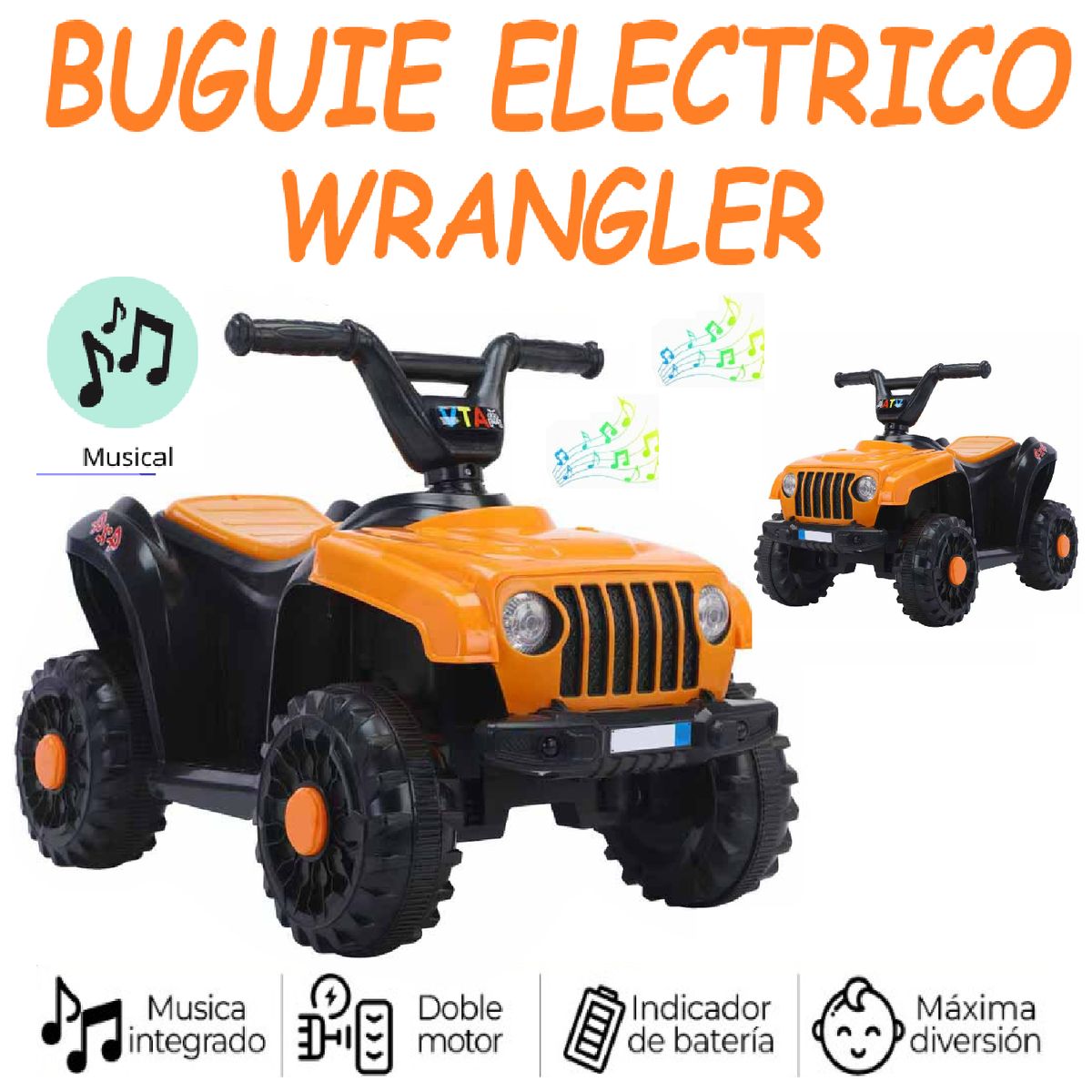 GENERICO - Nuevo Buguie Electrico Wrangler Musical -Rojo