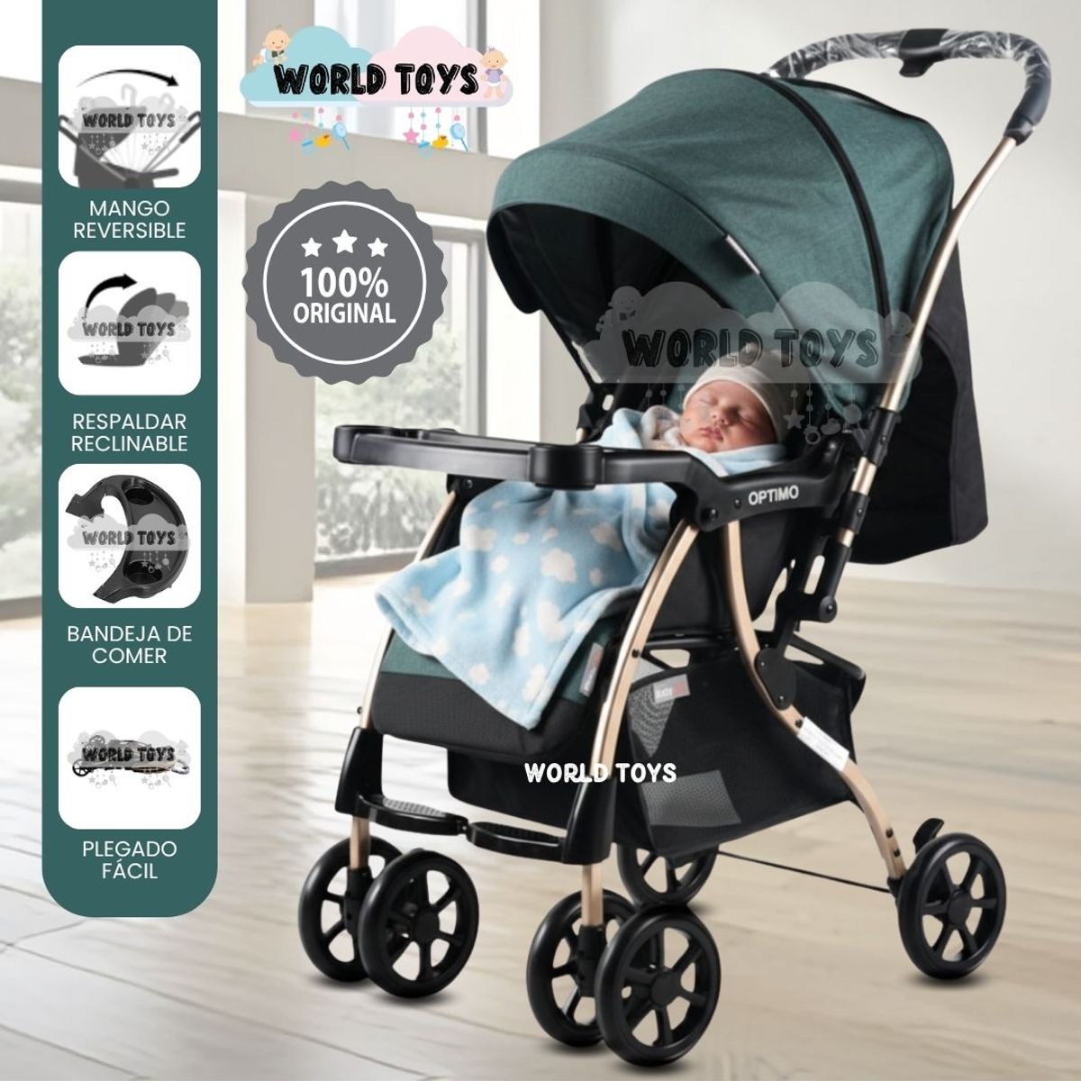 BABY - Coche Cuna de Lujo «OPPTIMO» Edición Limitada Green