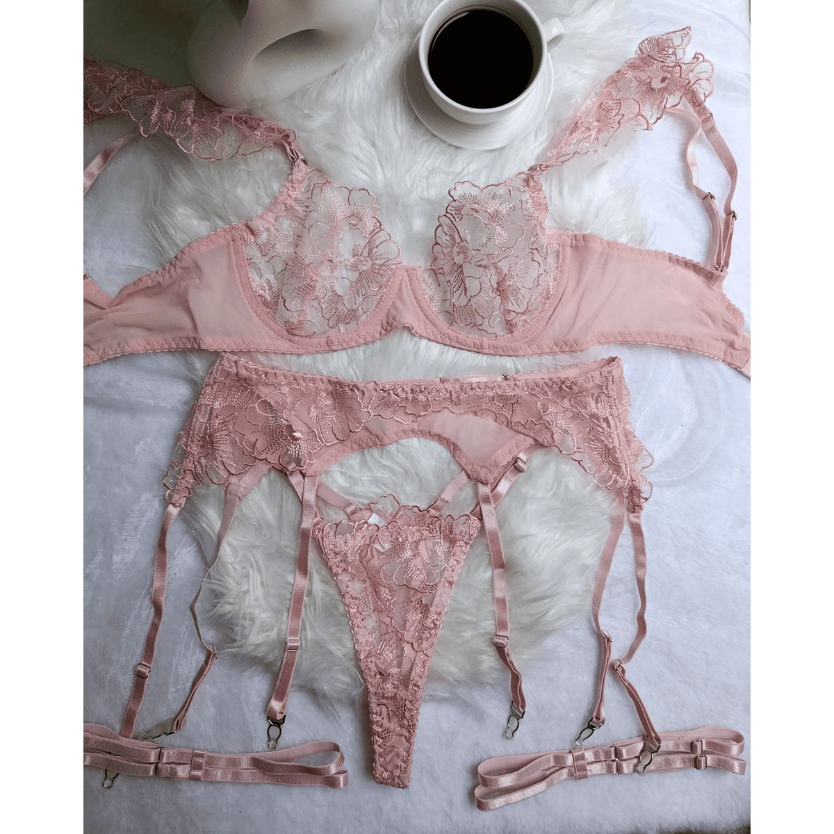 GENERICO - Set de Lencería rosa para mujer talla S - ANISA