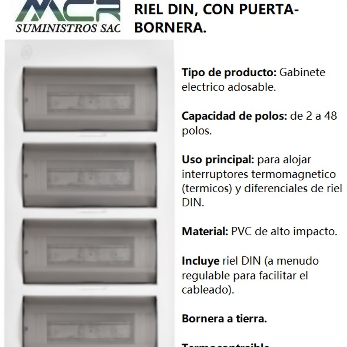 GENERICO - GABINETE ADOS DE 2 A 48 POLOS PARA ITM DE RIEL DIN, CON PTA-BORNERA.