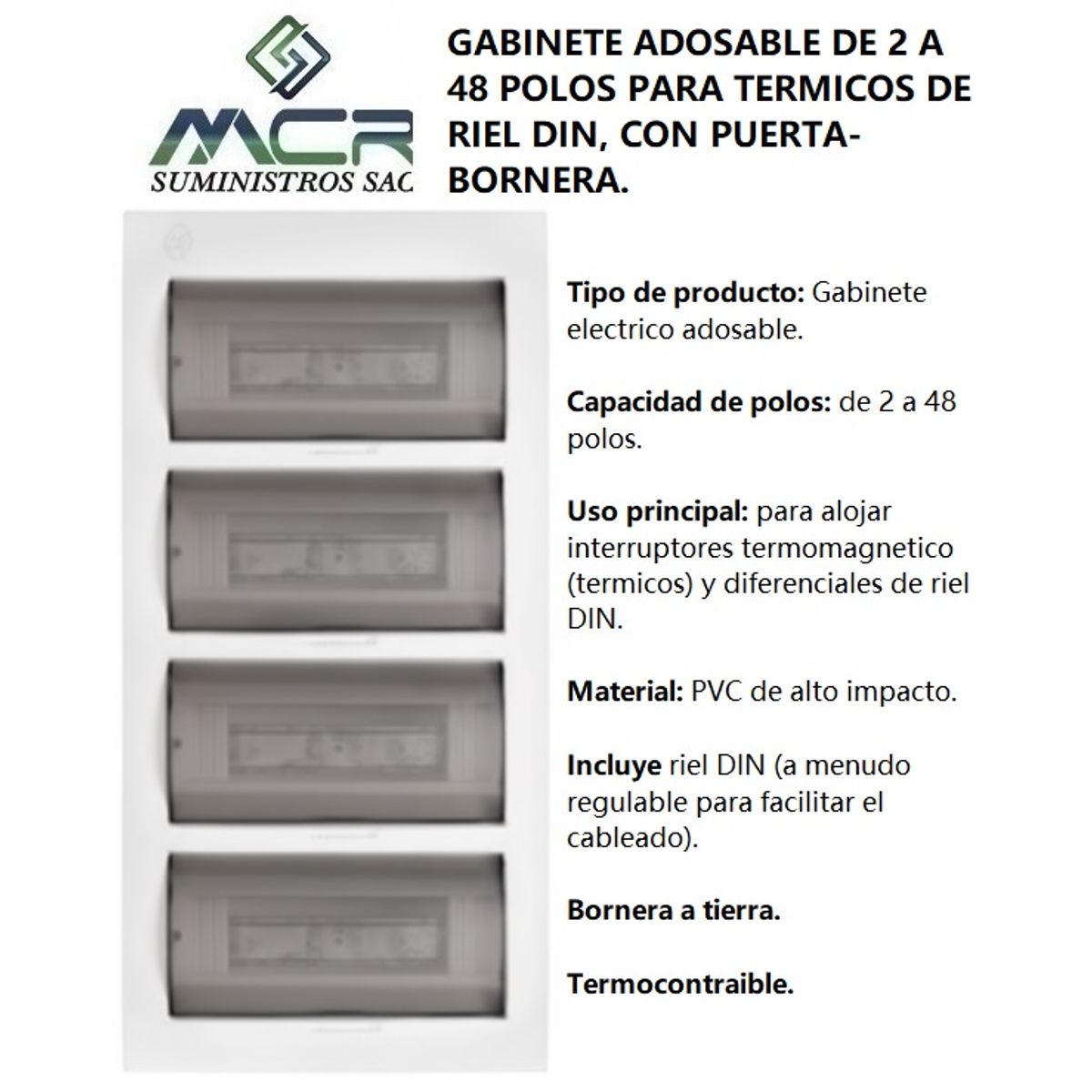 GENERICO - GABINETE ADOS DE 2 A 48 POLOS PARA ITM DE RIEL DIN, CON PTA-BORNERA.