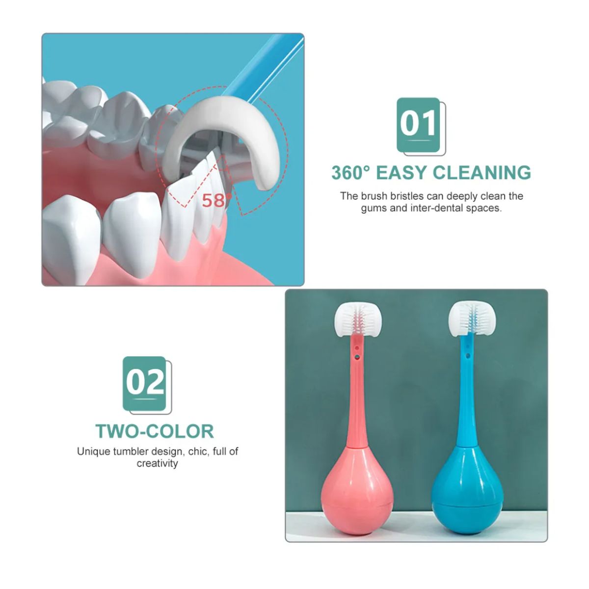 GENERICO - Cepillo de 2 Caras Suaves y con Base para Niños