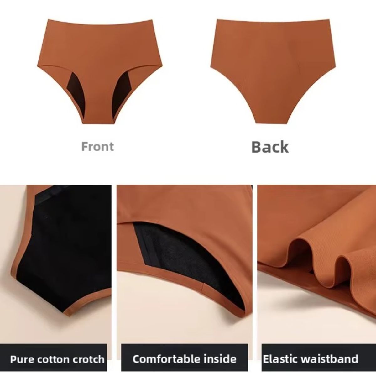 GENERICO - Calzón Menstrual Sin Costuras - Talla L marrón
