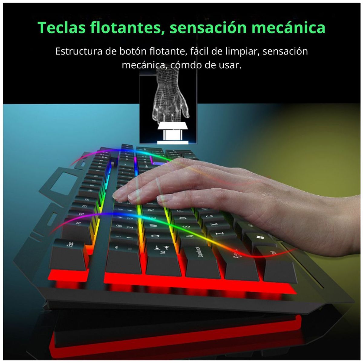 SEISA - Kit Gamer 4 en 1 SEISA con Teclado, Mouse, Audífonos y Mousepad