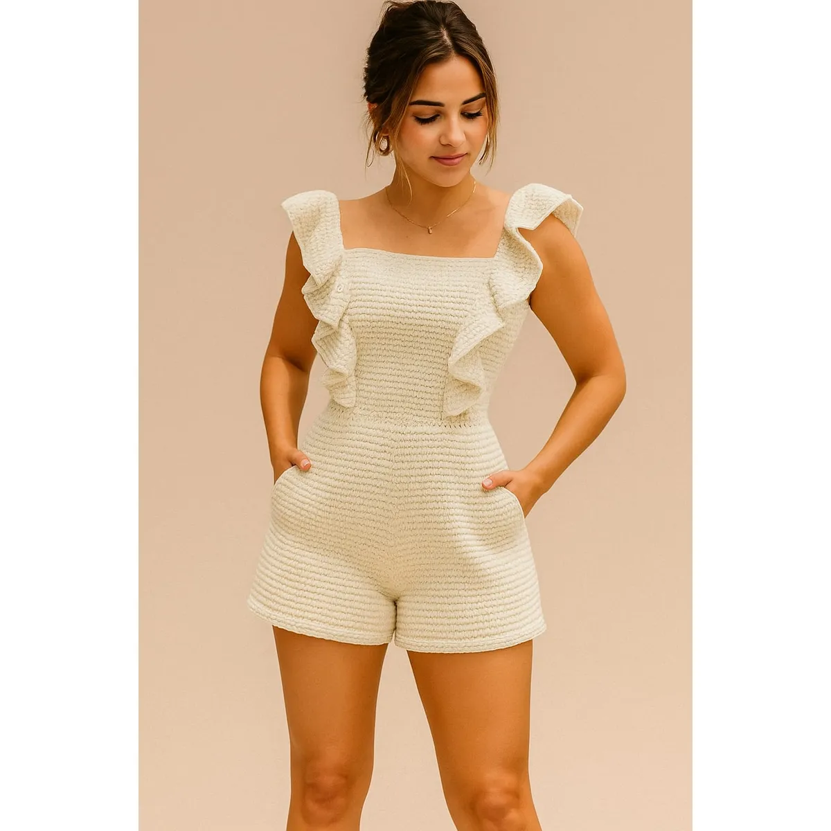 GENERICO - Enterizo Corto de Hilo con Volantes hilo tacto