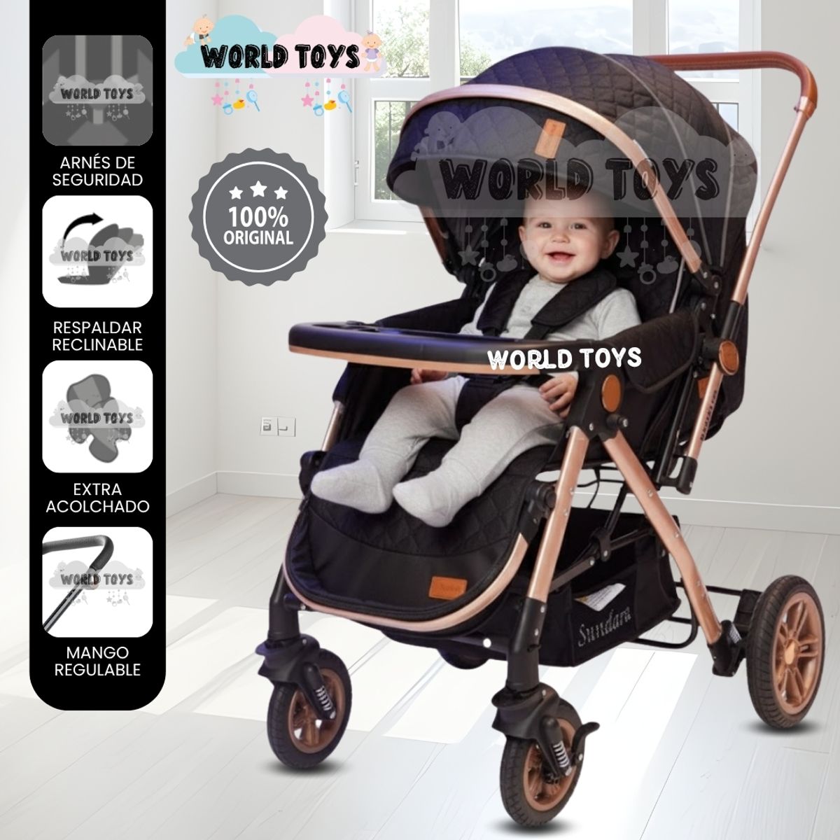 Baby - Coche Cuna De Lujo «SUNDARA VIP» Edición Limitada Black