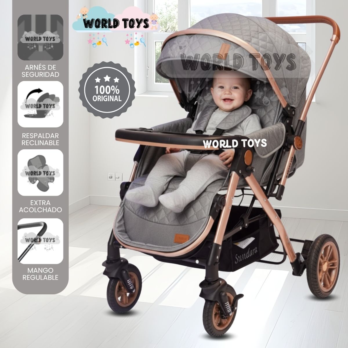 BABY - Coche Cuna De Lujo «SUNDARA VIP» Edición Limitada Gray