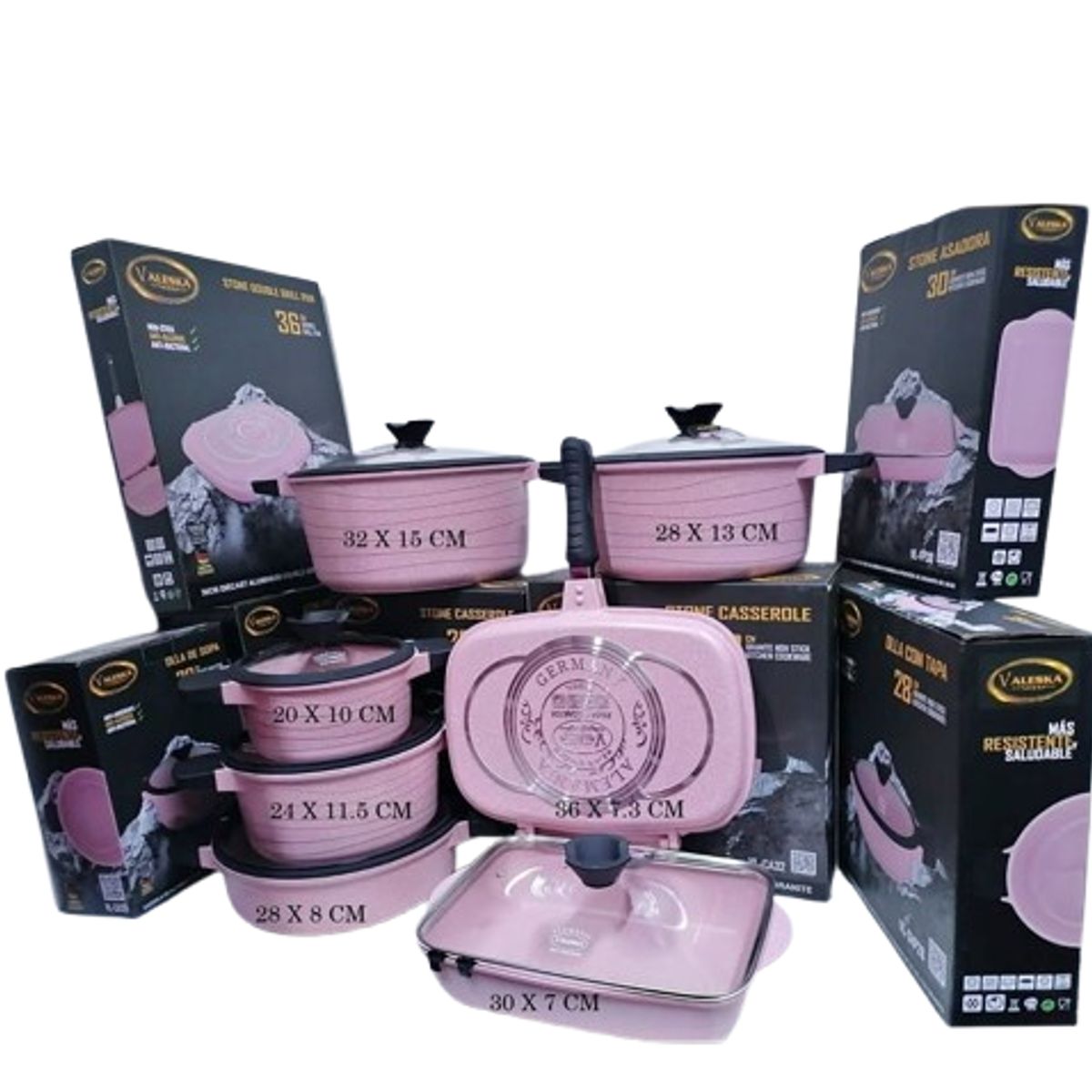 VALESKA - JUEGO DE OLLAS ROCA VOLCANICA  VALESKA - 13 PZ