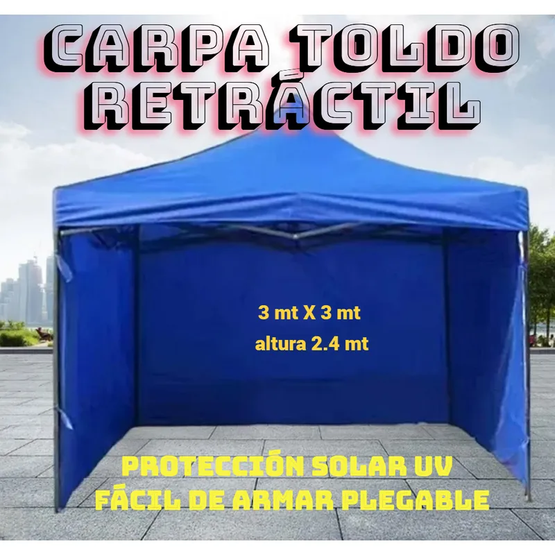 GENERICO - CARPA TOLDO PLEGABLE RETRÁCTIL CON PAREDES RESISTENTE PROTECC SOLAR UV