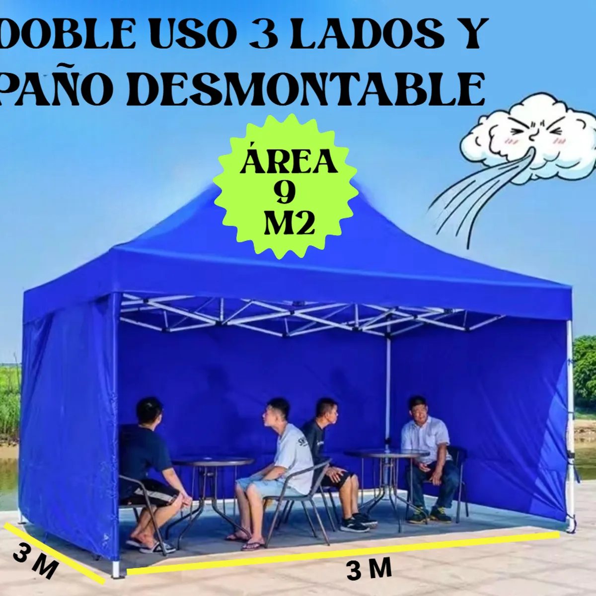GENERICO - CARPA TOLDO PLEGABLE RETRÁCTIL CON PAREDE RESISTENTE PROTECCIÓN SOL UV