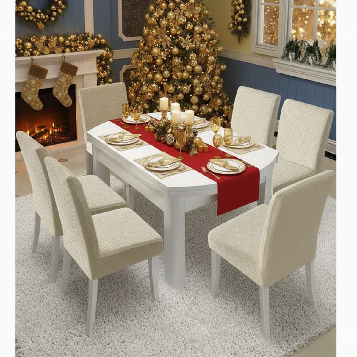 GENERICO - Funda elástica silla de comedor cubierta elástica de jacquard gruesa