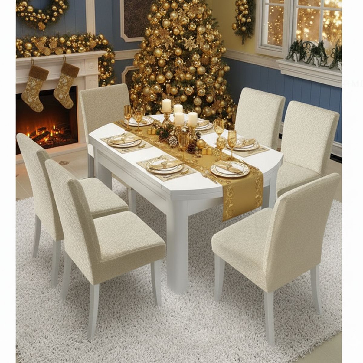 GENERICO - Funda elástica silla de comedor cubierta elástica de jacquard gruesa