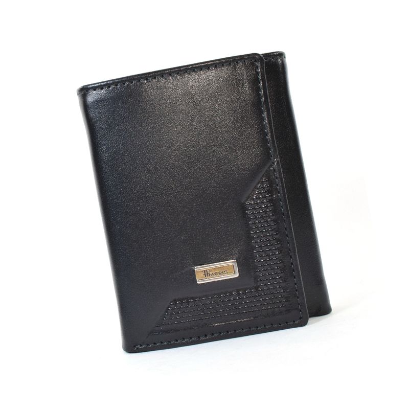 PAUL HARRIS - Billetera de Cuero Hombre Trifold con sencillero int PH - Negro