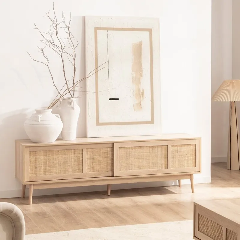 R&R MUEBLES - Mesa para TV Nordico Moderno Alan 180 cm Rovere R&R MUEBLES