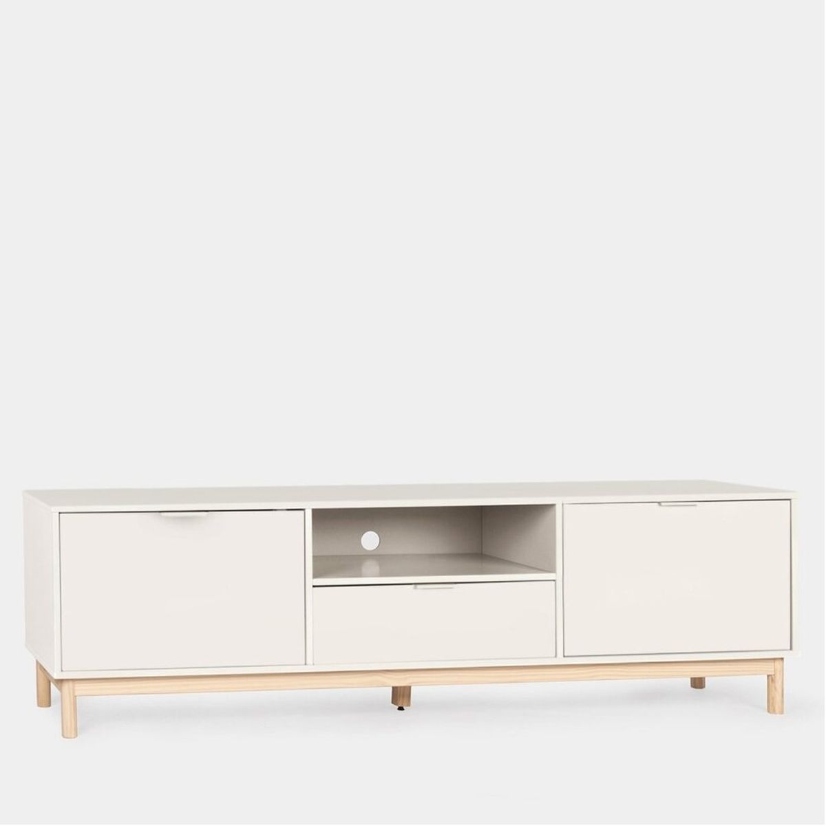 R&R MUEBLES - Mesa para TV Moderno Luu 2 Puertas 1 Cajón Blanco R&R MUEBLES