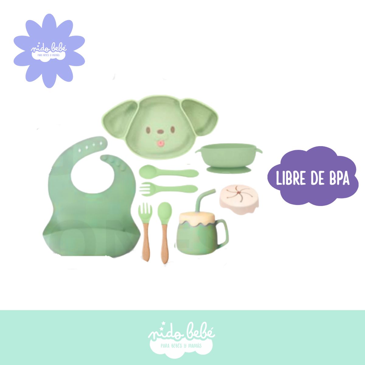 Baby - Set de alimentación Perrito Verde Agua