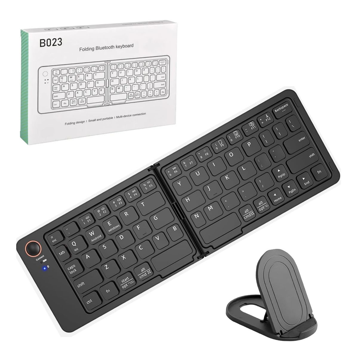 OEM - Kit teclado inalámbrico plegable B023 y soporte para celular - Negro