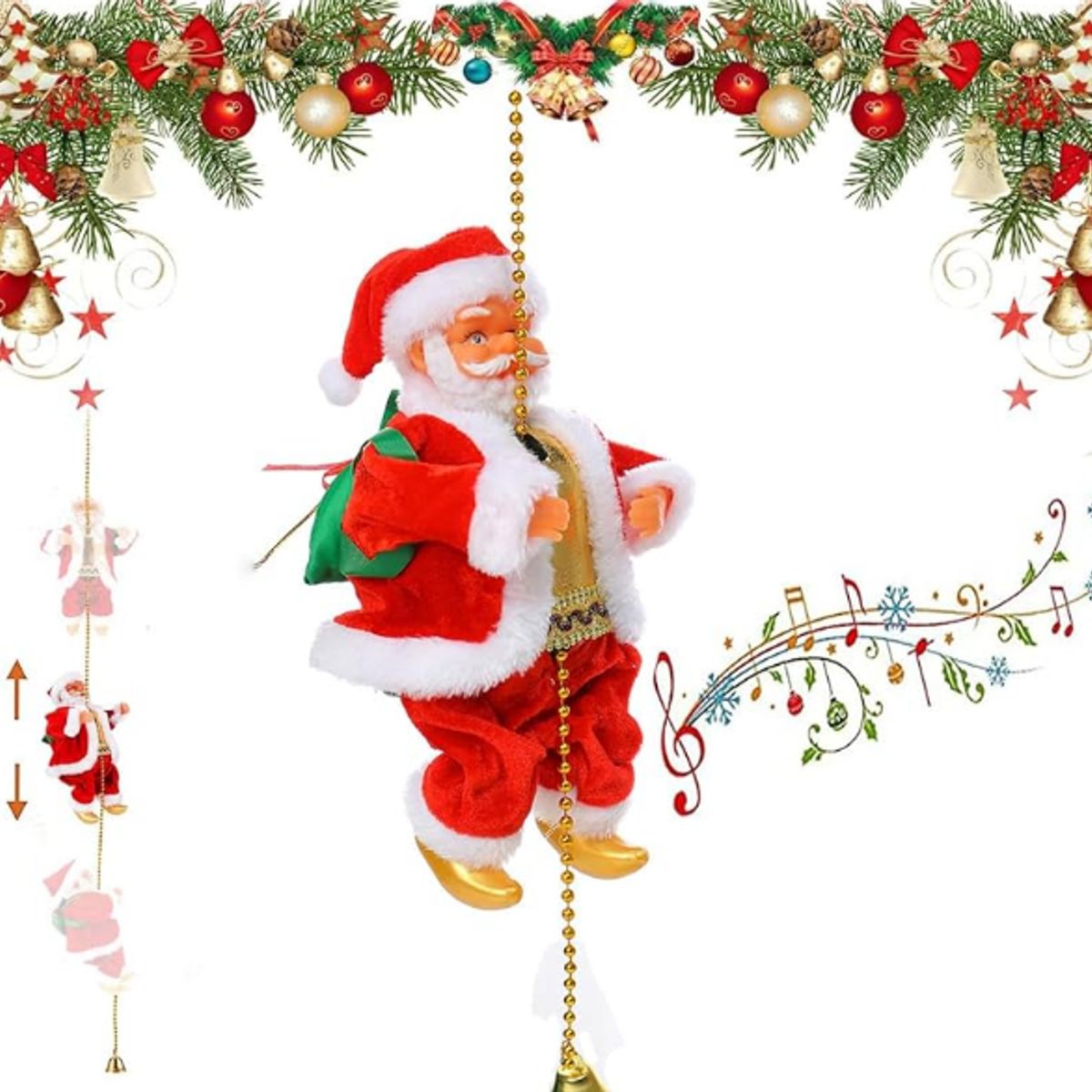 GENERICO - Papa Noel escalador en cuerda Santa Claus Musical escalera