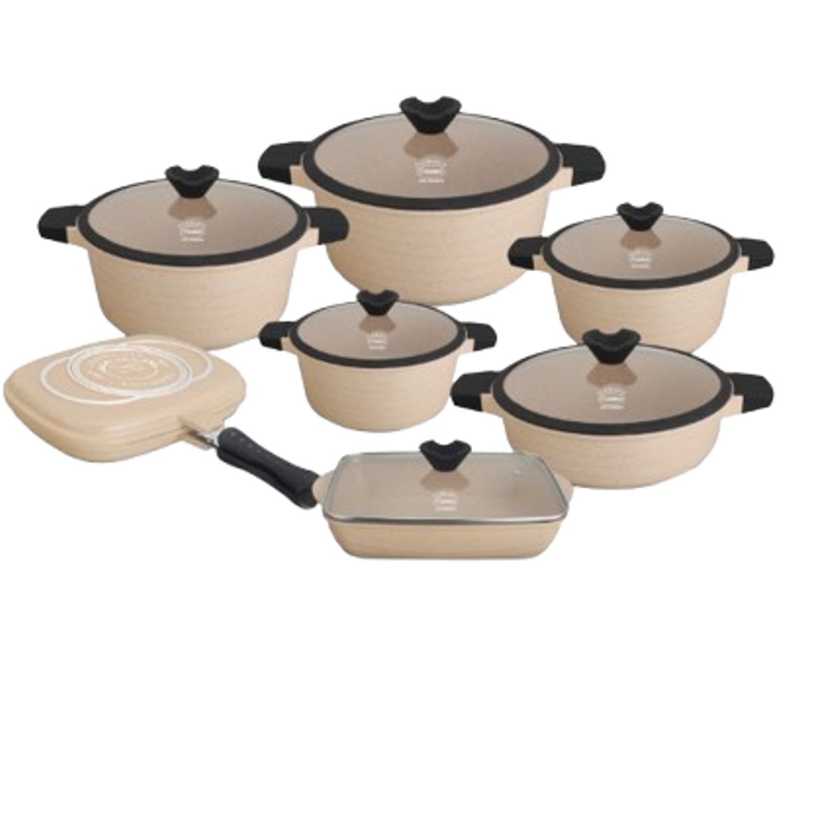 VALESKA - JUEGO DE OLLAS ROCA VOLCANICA  VALESKA - 13 PZ